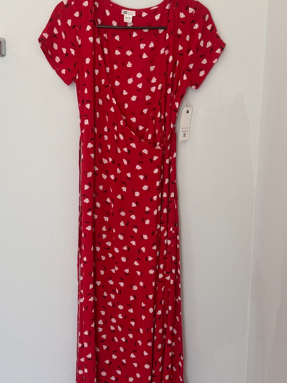 Billabong Red Wrap me up Maxi Dress with White Prints